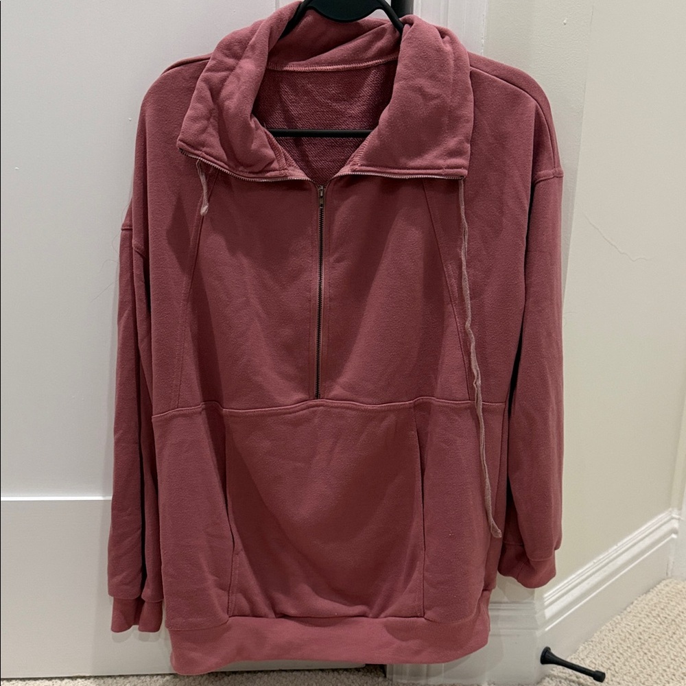 SHEIN Pink Half-Zip Sweatshirt